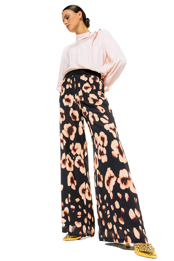 ELASTIC WAIST PALAZZO TROUSERS