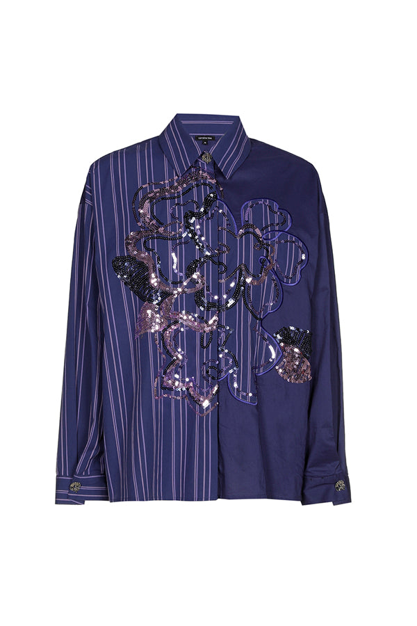 SEQUINS OVERSIZED COTTON SHIRT