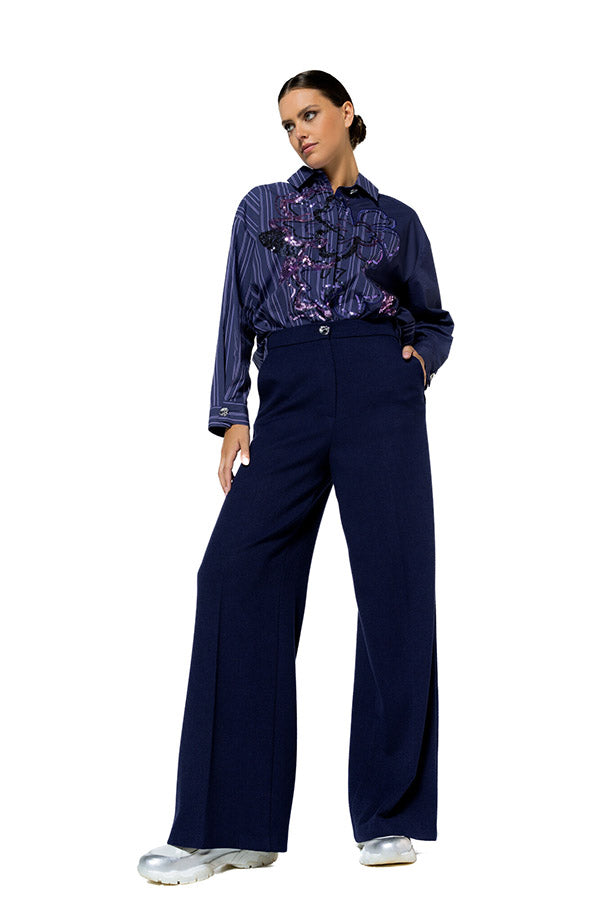 SEQUINS OVERSIZED COTTON SHIRT