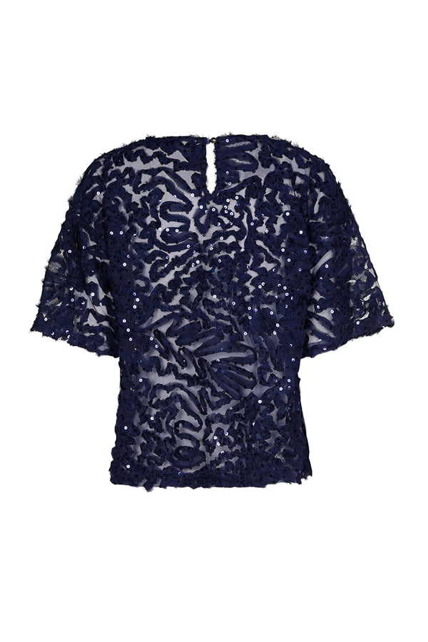 SEQUINS SHEER SHORT TOP