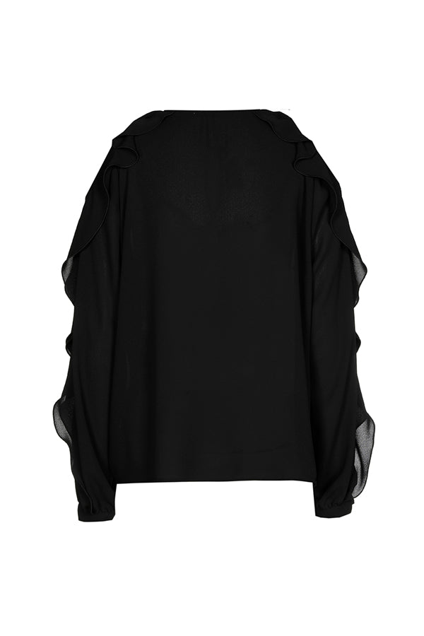 FLOUNCE EFFECT SHOULDER LOOSE-FITTING BLOUSE