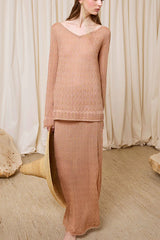 PINK AMBER FLOW V-NECK TOP
