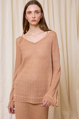 PINK AMBER FLOW V-NECK TOP