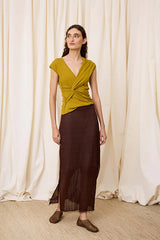 CHOCOLATE LUREX SKIRT
