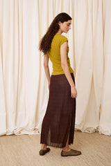 CHOCOLATE LUREX SKIRT