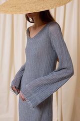 BLUE LUREX MIDI DRESS