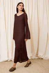 CHOCOLATE LUREX MIDI DRESS