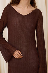 CHOCOLATE LUREX MIDI DRESS