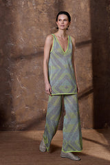 GREEN MULTICOLORED LUREX TROUSERS