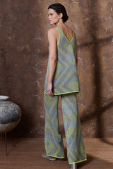 GREEN MULTICOLORED LUREX TROUSERS