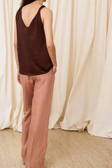 CHOCOLATE CONTRAST STRAP TOP