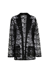 FLORAL DETAIL LOOSE-FITTING SHEER CARDIGAN