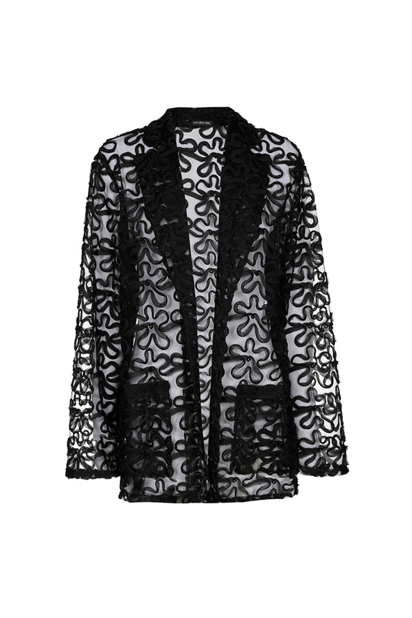 FLORAL DETAIL LOOSE-FITTING SHEER CARDIGAN