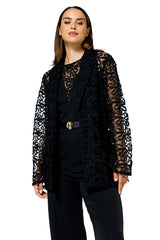 FLORAL DETAIL LOOSE-FITTING SHEER CARDIGAN