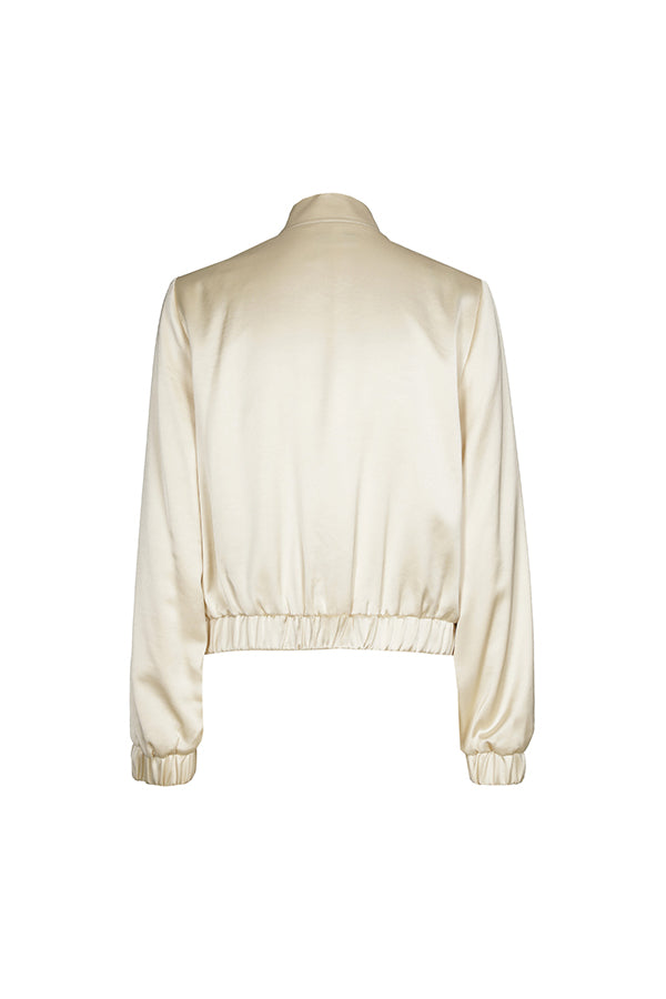 CHAMPAGNE BEIGE SHINY BOMBER JACKET