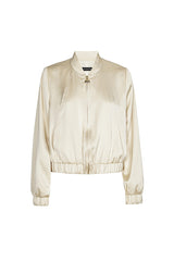 CHAMPAGNE BEIGE SHINY BOMBER JACKET