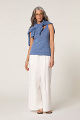 INDIGO BLUE MOTTLED COTTON TANK TOP