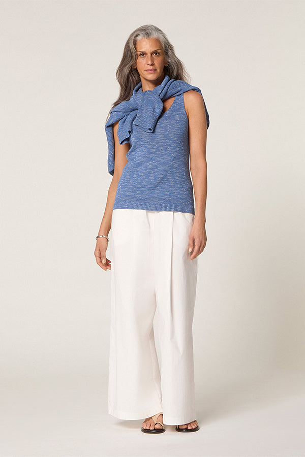 INDIGO BLUE MOTTLED COTTON TANK TOP
