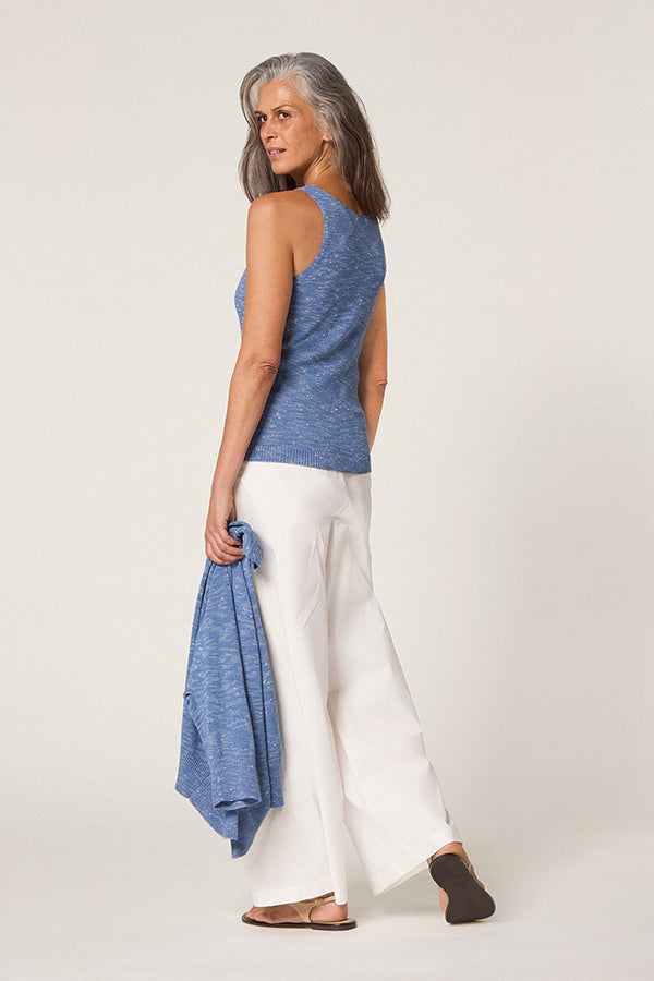 INDIGO BLUE MOTTLED COTTON TANK TOP