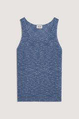 INDIGO BLUE MOTTLED COTTON TANK TOP