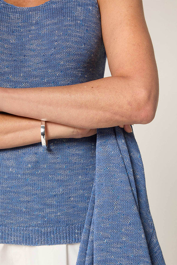INDIGO BLUE MOTTLED COTTON TANK TOP