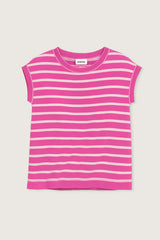 MAGENTA STRIPED SHORT SLEEVE T-SHIRT