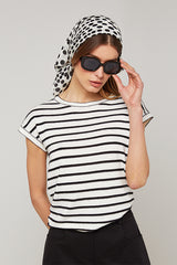 WHITE STRIPED SHORT SLEEVE T-SHIRT