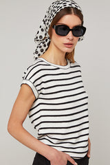 WHITE STRIPED SHORT SLEEVE T-SHIRT