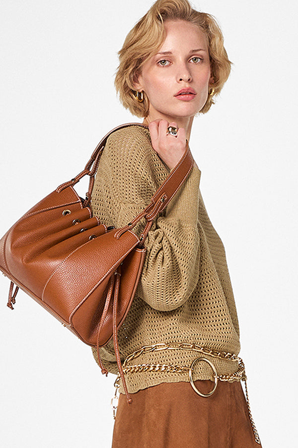 OPENWORK POLO COLLAR SWEATER