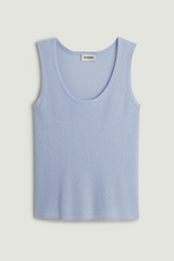 LIGHT BLUE FINE KNIT SLEEVELESS SWEATER