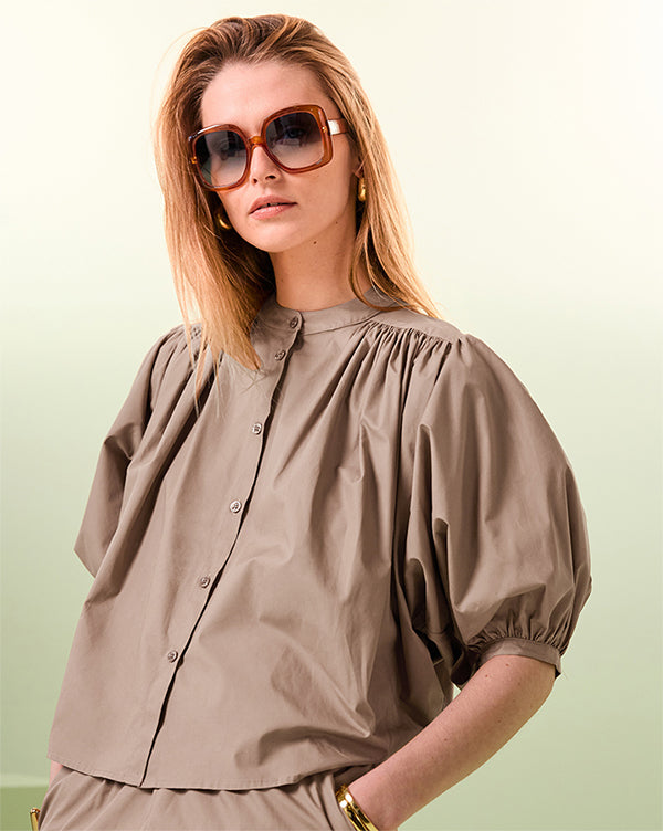 BEIGE COTTON LOOSE SHIRT