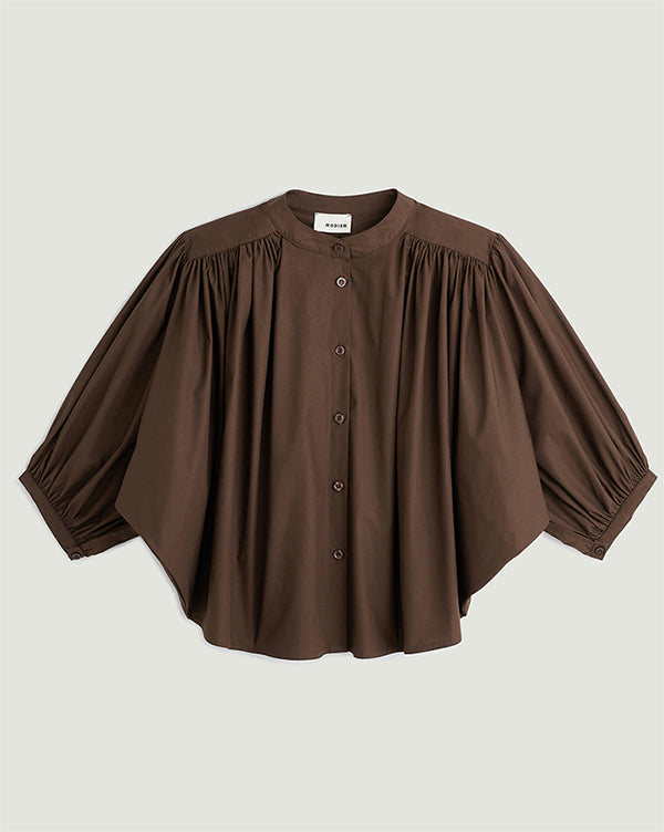 BROWN COTTON LOOSE SHIRT