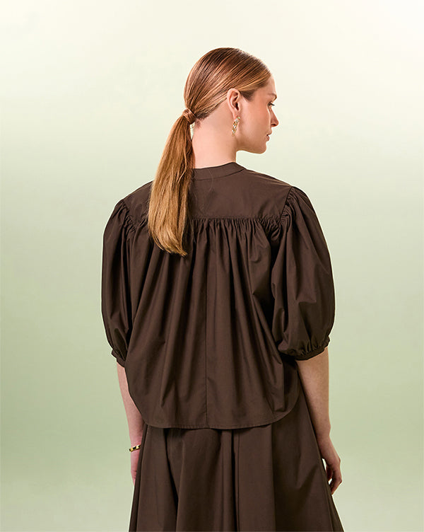 BROWN COTTON LOOSE SHIRT