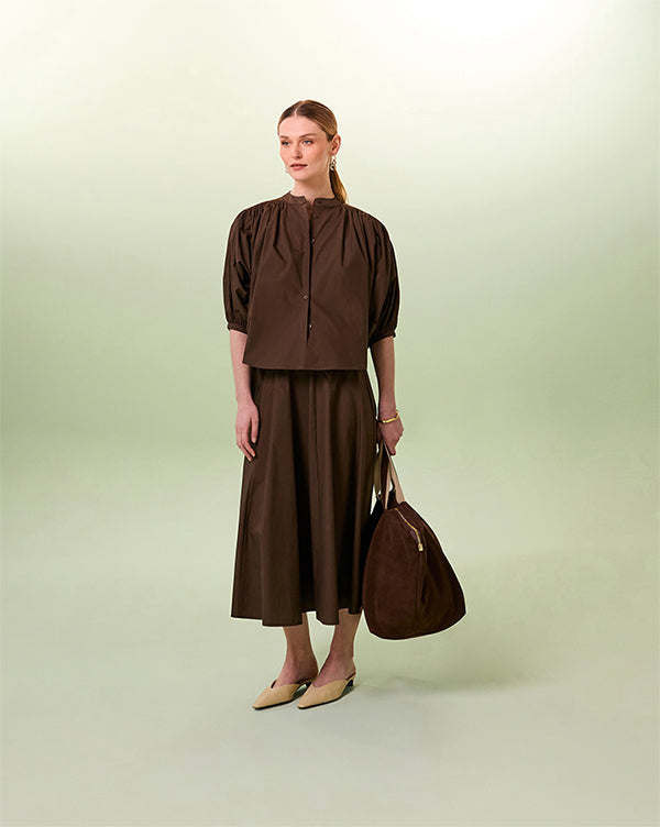 BROWN COTTON LOOSE SHIRT