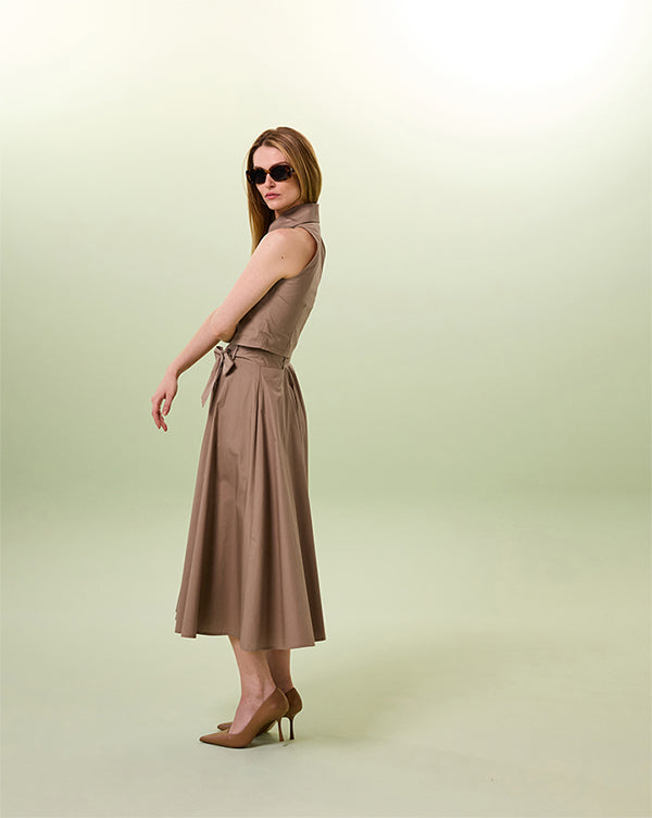 BEIGE COTTON LOOSE MAXI SKIRT