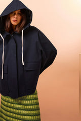 NAVY OVERSIZED HOODED JACKET