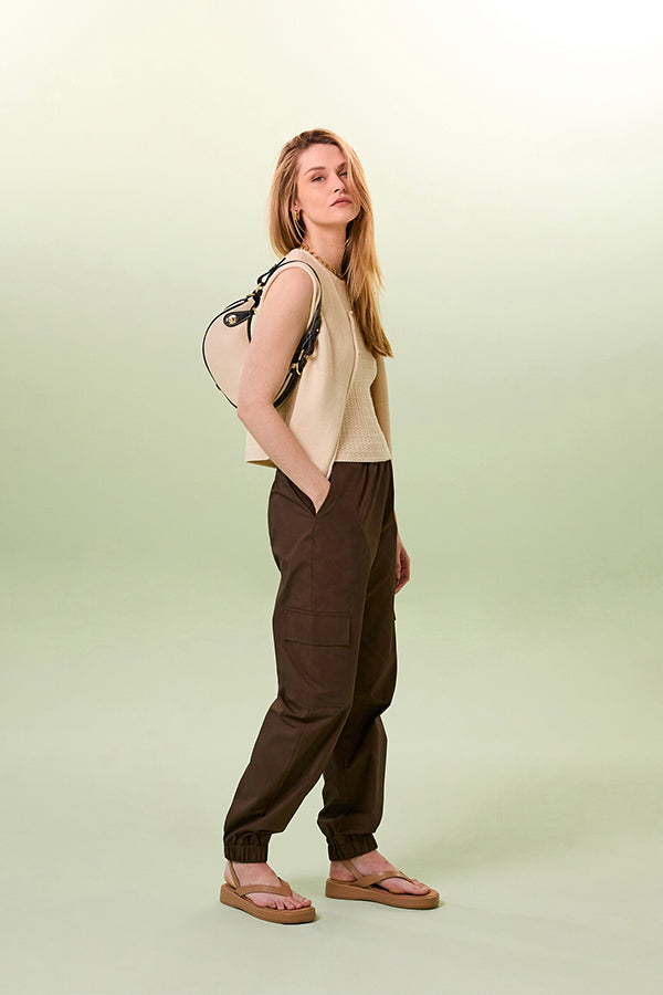 BROWN COTTON CARGO TROUSERS