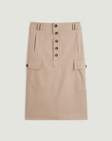 BEIGE STRAIGHT SAHARIENNE SKIRT