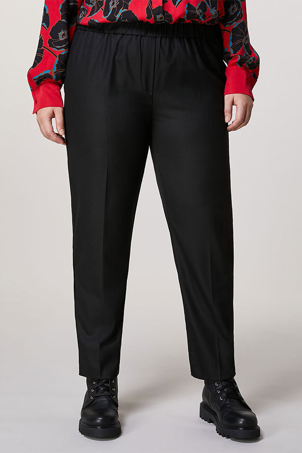 RIGA BLACK POLYVISCOSE SLIM TROUSERS