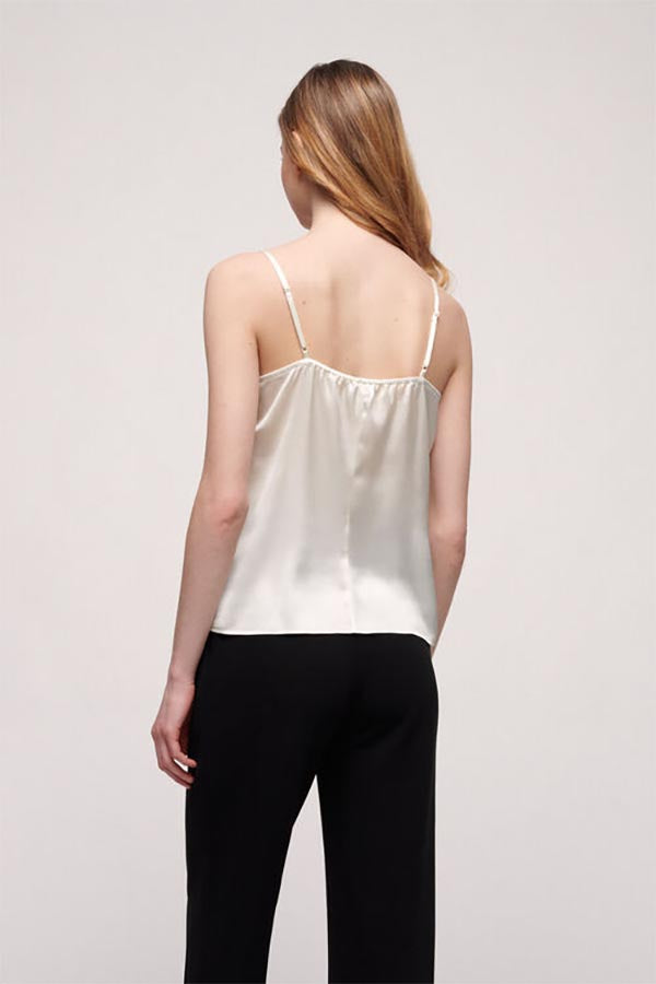 LILIA WHITE LINGERIE-STYLE SILK SATIN TOP