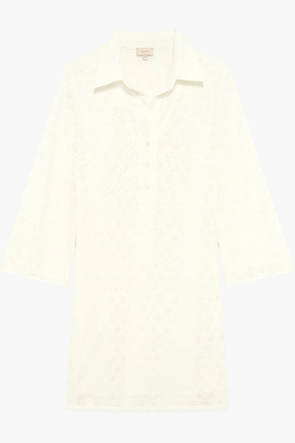 PIERA SHIRT COLLAR LACE MINI DRESS