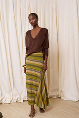 GREEN STRIPED SKIRT