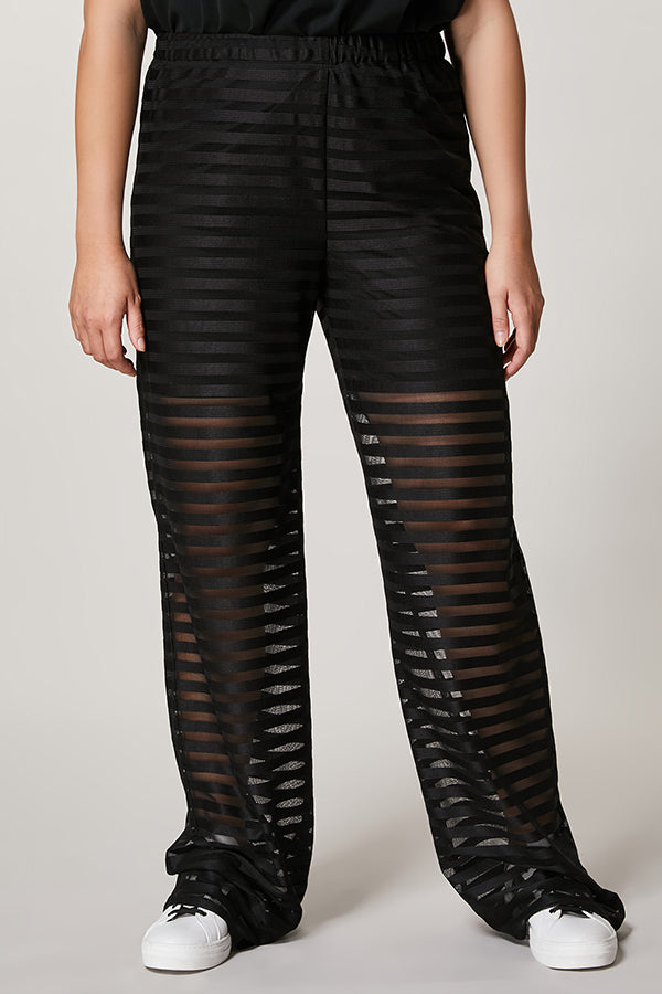 OCELOT SHEER SATIN TULLE JERSEY TROUSERS