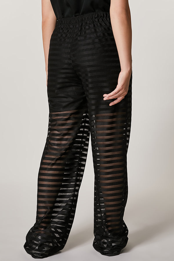 OCELOT SHEER SATIN TULLE JERSEY TROUSERS