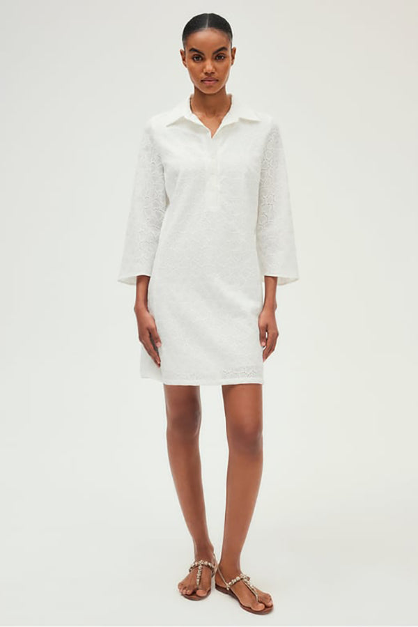 PIERA SHIRT COLLAR LACE MINI DRESS