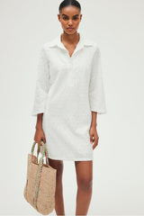 PIERA SHIRT COLLAR LACE MINI DRESS