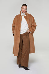 BROWN LONG FAUX FUR COAT