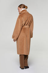 BROWN LONG FAUX FUR COAT