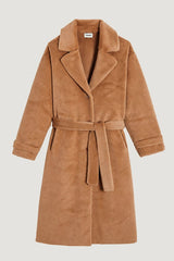 BROWN LONG FAUX FUR COAT