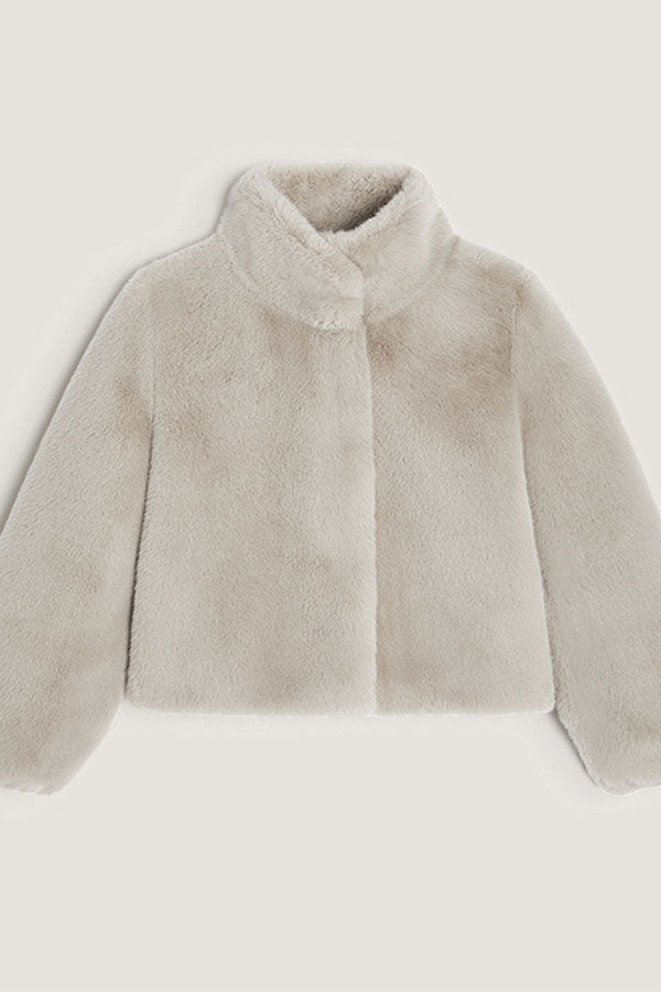 BEIGE FAUX FUR JACKET